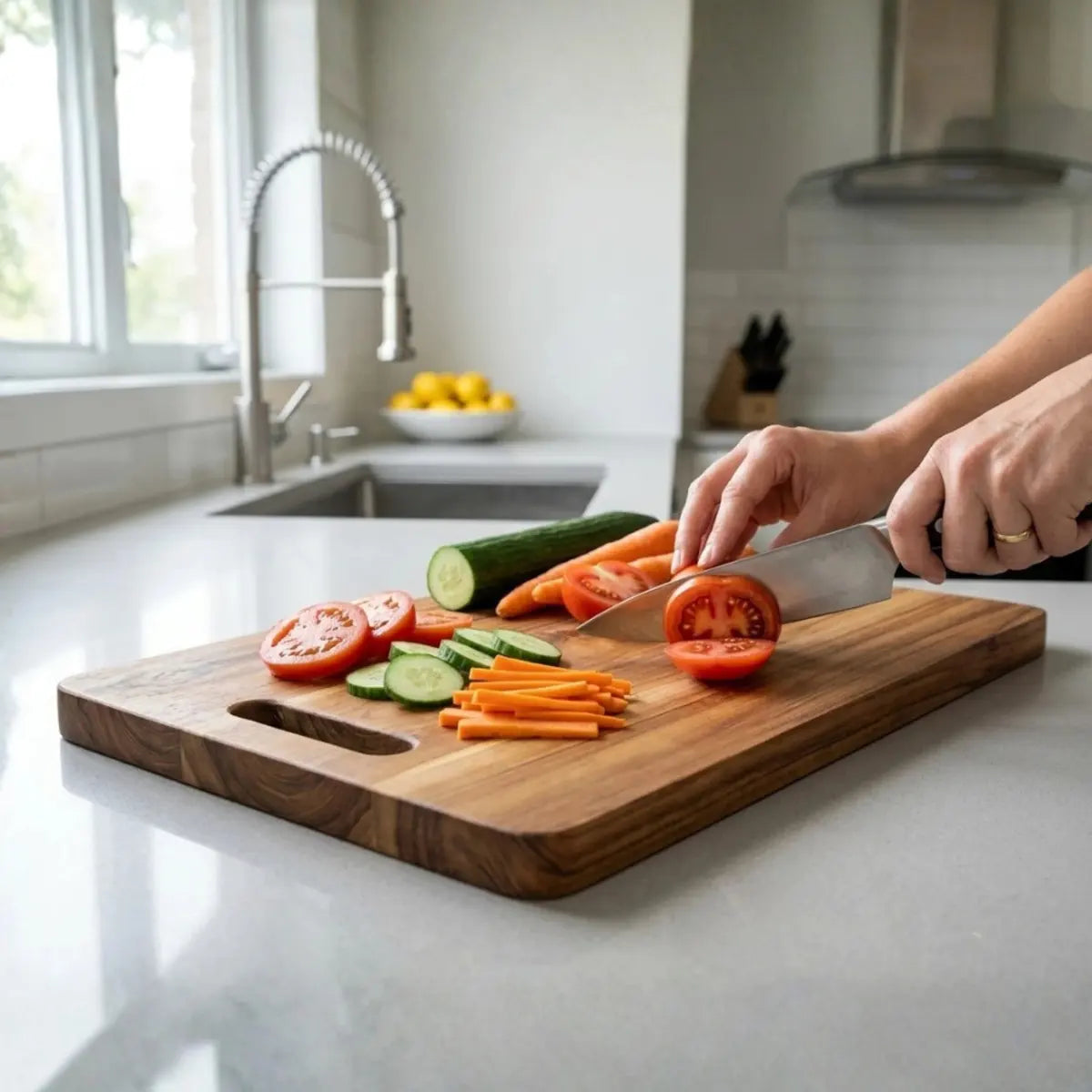 KEEKAR Wooden Cutting Board (Brown Dishwasher Safe)