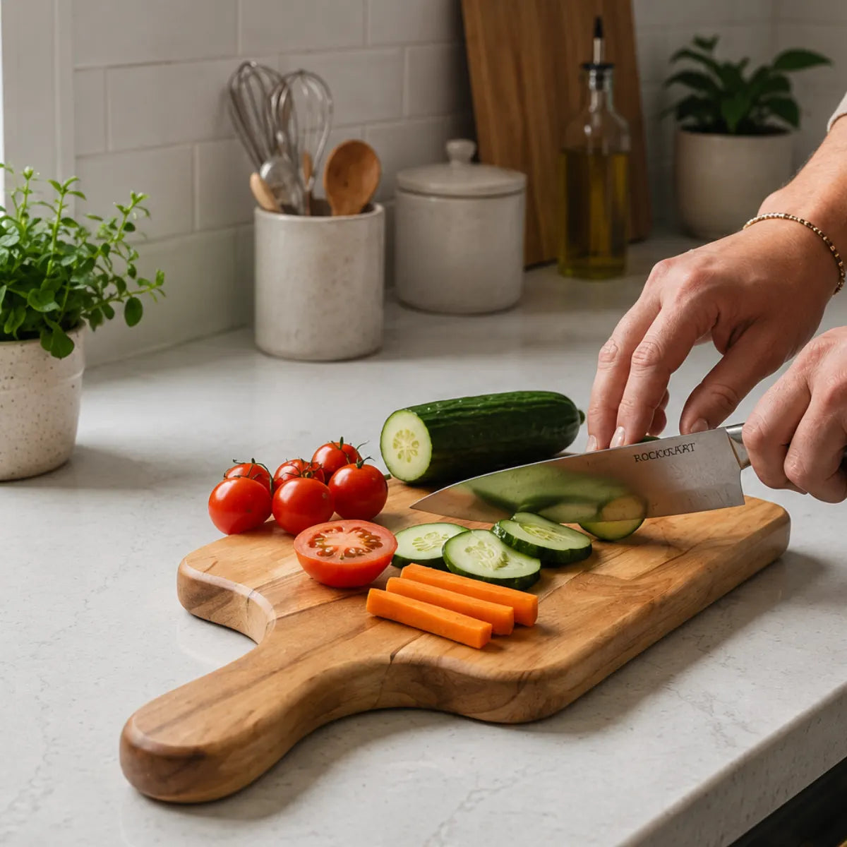 KEEKAR Wooden Cutting Board (Brown Dishwasher Safe)