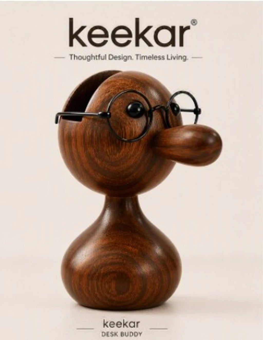 KEEKAR Wooden Doll Shaped Spectacle Holder Stand Decorative Showpiece  -  8 cm (Wood, Brown)