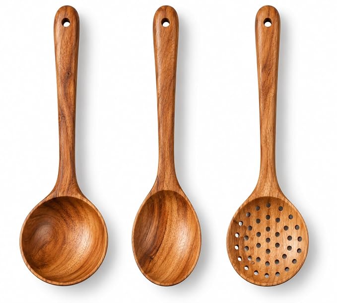 Keekar Handmade Wooden 3-Piece Kitchen Spatula Set for Cooking