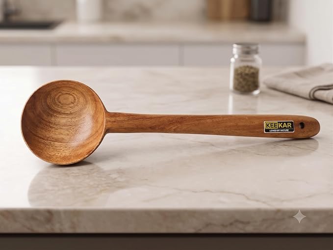 Keekar Handmade Natural Wood Soup Spatula, Kitchen Cooking Utensil Set of 2
