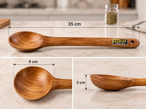 Keekar Handmade Natural Wood Soup Spatula, Kitchen Cooking Utensil Set of 2