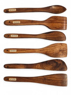 Keekar Handmade Natural Wood 6 Piece Flat Spatula Set, Kitchen Cooking