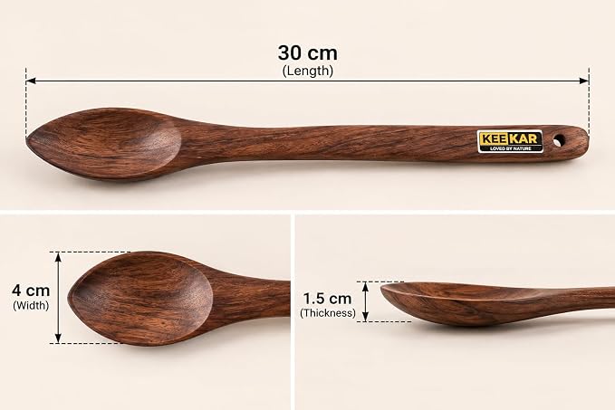 Keekar Handmade Natural Wood 6 Piece Flat Spatula Set, Kitchen Cooking