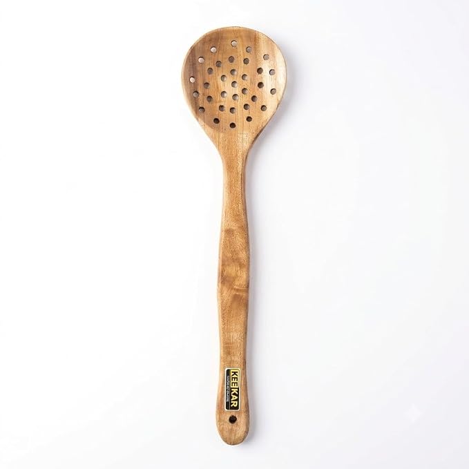 Keekar Handmade Natural Wood Filter Spatula, Food Contact Kitchen Cooking Set of 2