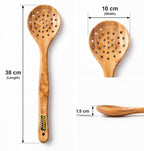 Keekar Handmade Natural Wood Filter Spatula, Food Contact Kitchen Cooking Set of 2