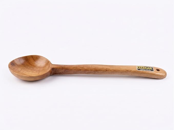 Keekar Handmade Natural Wood Serving Spoon Spatula, Food Contact Kitchen Cooking Utensil Set of 2