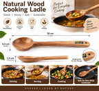 Keekar Handmade Natural Wood Serving Spoon Spatula, Food Contact Kitchen Cooking Utensil Set of 2