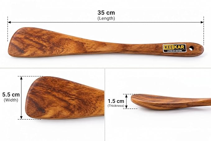 Keekar Handmade Natural Wood 6 Piece Flat Spatula Set, Kitchen Cooking