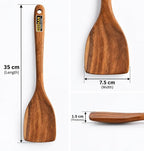 Keekar Handmade Natural Wood 6 Piece Flat Spatula Set, Kitchen Cooking