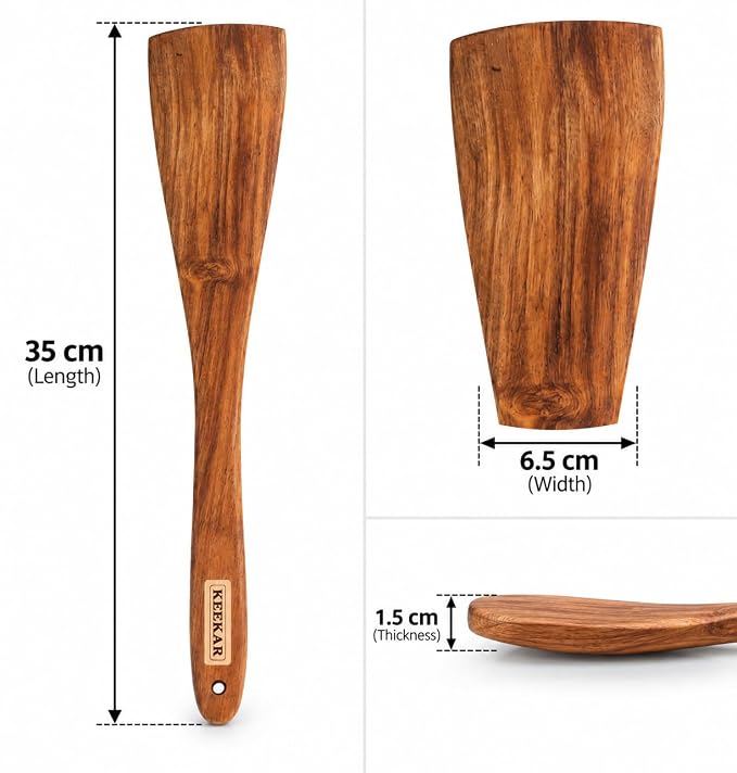 Keekar Handmade Natural Wood 6 Piece Flat Spatula Set, Kitchen Cooking