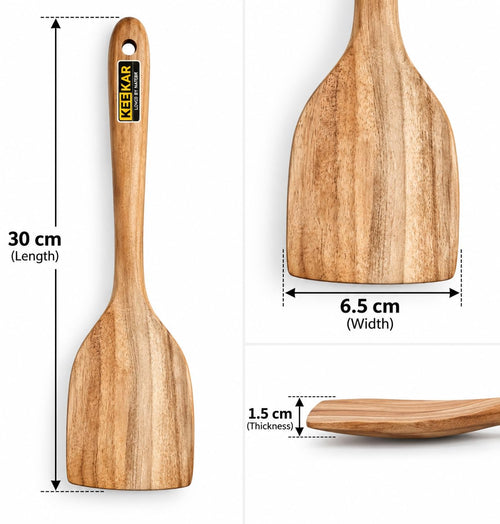 Keekar Handmade Natural Wood 6 Piece Flat Spatula Set, Kitchen Cooking