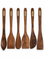 Keekar Handmade Natural Wood 6 Piece Flat Spatula Set, Kitchen Cooking